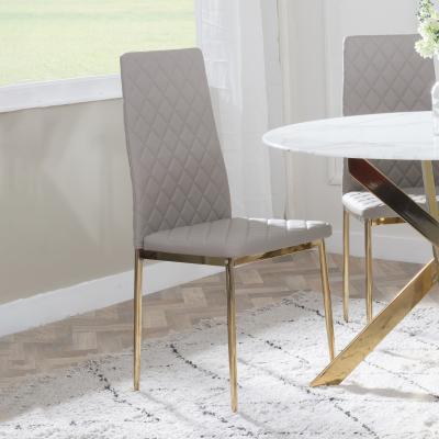 Product photograph of Set Of 2 Metro Dining Chairs In Beige Colour Leather And Gold Metal Legs from Choice Furniture Superstore