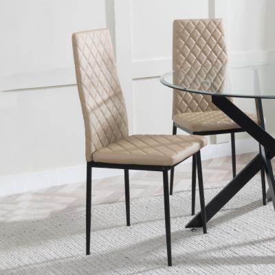 Product photograph of Set Of 2 Metro Dining Chairs In Cappuccino Colour Leather And Black Metal Legs from Choice Furniture Superstore