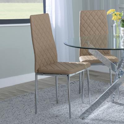 Product photograph of Set Of 2 Metro Dining Chairs In Cappuccino Colour Leather And Chrome Metal Legs from Choice Furniture Superstore