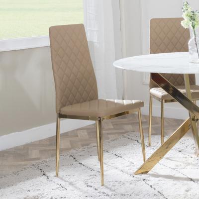 Product photograph of Set Of 2 Metro Dining Chairs In Cappuccino Colour Leather And Gold Metal Legs from Choice Furniture Superstore