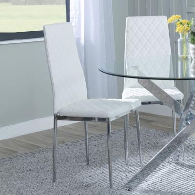 Product photograph of Set Of 2 Metro Dining Chairs In White Colour Leather And Chrome Metal Legs from Choice Furniture Superstore