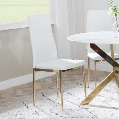 Product photograph of Set Of 2 Metro Dining Chairs In White Colour Leather And Gold Metal Legs from Choice Furniture Superstore