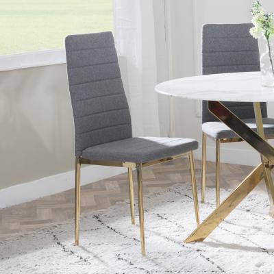 Product photograph of Set Of 2 Lido Dining Chair In Dark Grey Colour Fabric With Gold Legs from Choice Furniture Superstore