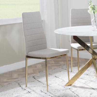 Product photograph of Set Of 2 Lido Dining Chair In Sand Colour Fabric With Gold Legs from Choice Furniture Superstore