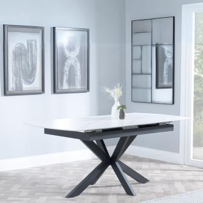 Product photograph of Bari White Ceramic Extending Dining Table With Black Star Base - 140cm-180cm from Choice Furniture Superstore