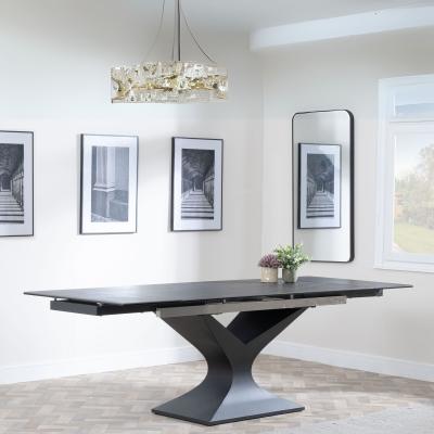 Product photograph of Anvik Black Ceramic Extending Dining Table With Black Pedastal Base from Choice Furniture Superstore