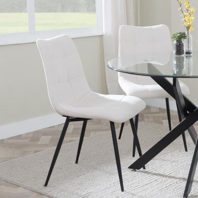 Product photograph of 2 X Corona Dining Chairs In Beige Colour Fabric And Black Metal Legs from Choice Furniture Superstore