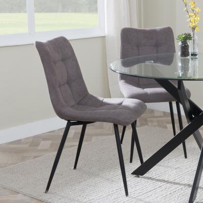 Product photograph of Set Of 2 Corona Dining Chairs In Camel Colour Fabric And Black Metal Legs from Choice Furniture Superstore