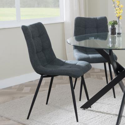 Product photograph of Set Of 2 Corona Dining Chairs In Light Grey Colour Fabric And Black Metal Legs from Choice Furniture Superstore