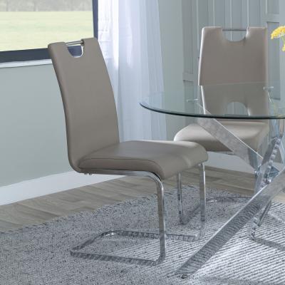 Product photograph of 2 X Bianco Beige Faux Leather Dining Chair And Chrome Cantilever Base from Choice Furniture Superstore