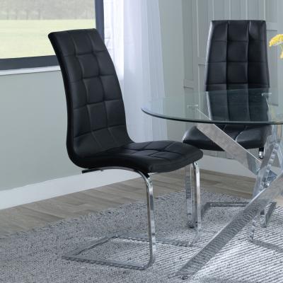 Product photograph of Jamison Black Faux Leather Dining Chair And Chrome Cantilever Base from Choice Furniture Superstore