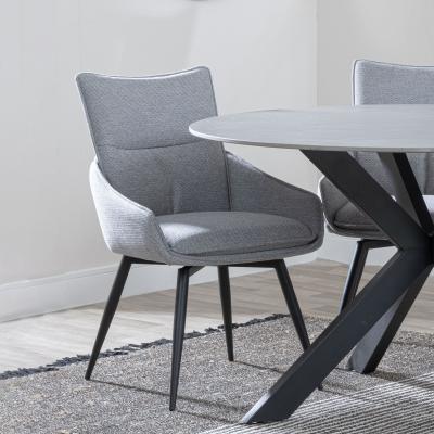 Product photograph of Ace Grey Fabric Swivel Dining Chair With Black Legs from Choice Furniture Superstore