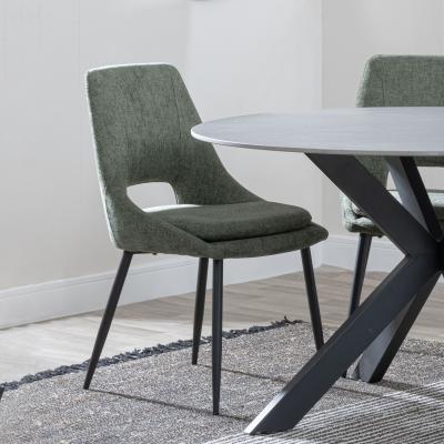 Product photograph of 2 X Peyton Green Fabric Dining Chair With Black Legs from Choice Furniture Superstore