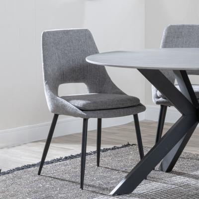 Product photograph of Peyton Grey Fabric Dining Chair With Black Legs from Choice Furniture Superstore