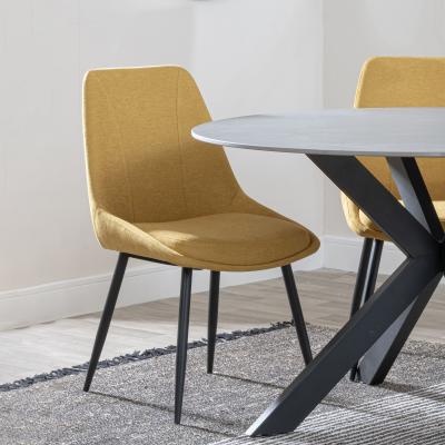 Product photograph of Darwin Yellow Fabric Dining Chair With Black Legs from Choice Furniture Superstore