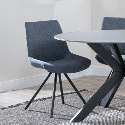 Product photograph of Boden Dark Grey Fabric Swivel Dining Chair With Black Legs from Choice Furniture Superstore