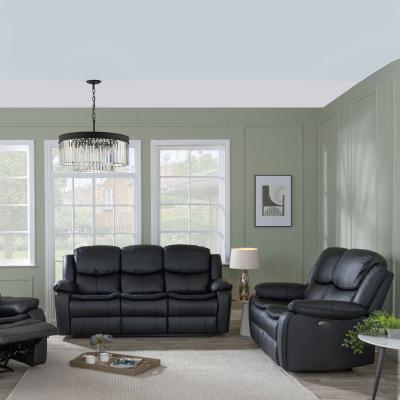 Product photograph of Berlin Black Leather 3 2 Seater Recliner Sofa Set from Choice Furniture Superstore