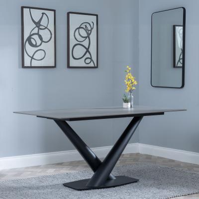 Product photograph of Maldon 160cm Grey Ceramic Dining Table With Black V Base from Choice Furniture Superstore