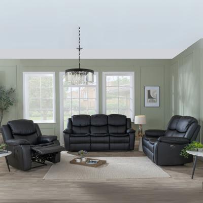 Berlin Black Leather 3+2+1 Seater Recliner Sofa Set