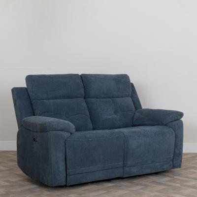 Product photograph of Augusta Ancona Blue Fabric 2 Seater Electric Recliner Sofa from Choice Furniture Superstore