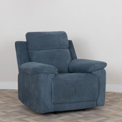 Product photograph of Augusta Ancona Blue Fabric Electric Recliner Armchair from Choice Furniture Superstore