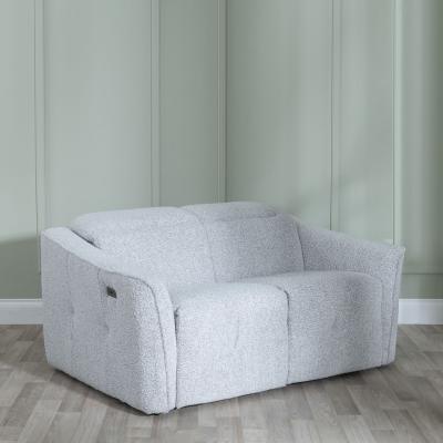 Product photograph of Inca Light Grey Teddy Fabric 2 Seater Electric Recliner Sofa from Choice Furniture Superstore