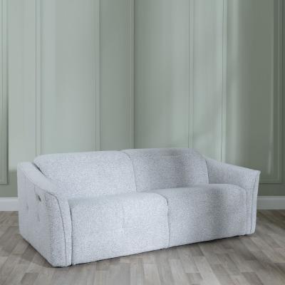 Product photograph of Inca Light Grey Teddy Fabric 3 Seater Electric Recliner Sofa from Choice Furniture Superstore