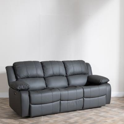 Product photograph of London Grey Leather 3 Seater Recliner Sofa from Choice Furniture Superstore