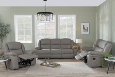 Product photograph of Bentley Light Grey Leather Recliner Sofa Set from Choice Furniture Superstore