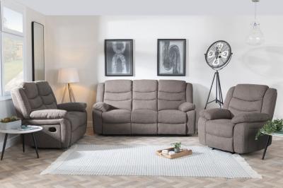 Product photograph of Sorrento Brown Fabric Recliner Sofa Set from Choice Furniture Superstore