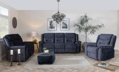 Product photograph of Dudley Silvano Blue Fabric Recliner Sofa Set from Choice Furniture Superstore