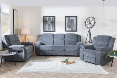 Product photograph of Legend Grey Fabric Recliner Sofa Set from Choice Furniture Superstore