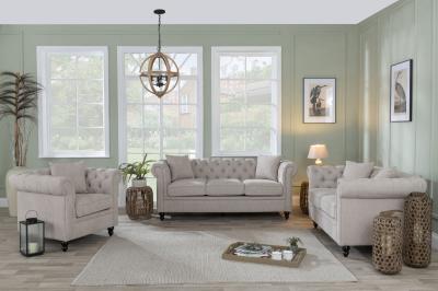 Product photograph of Chesterfield Beige Fabric Sofa Set from Choice Furniture Superstore