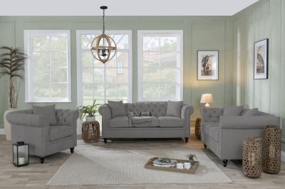 Product photograph of Chesterfield Grey Fabric Sofa Set from Choice Furniture Superstore