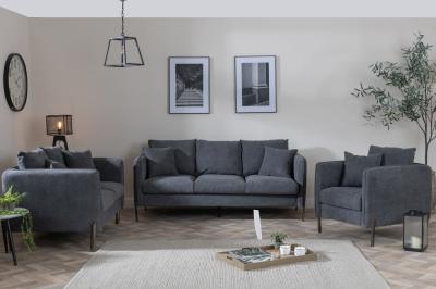 Belgrave Dark Grey Fabric Sofa Set