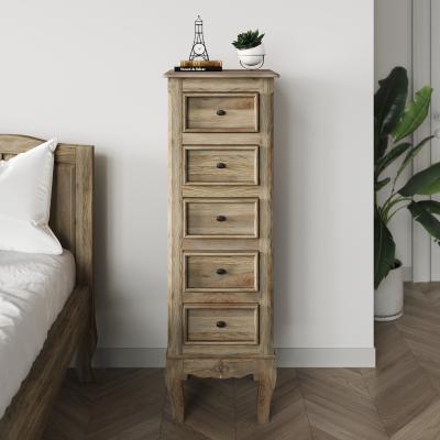 Product photograph of Fleur French Style Grey Narrow Tall Chest - 5 Drawers from Choice Furniture Superstore