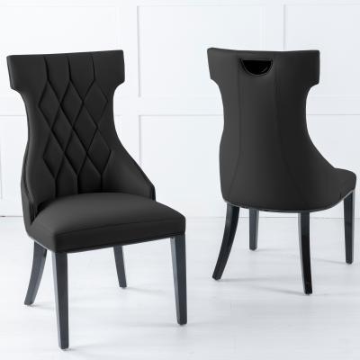 Product photograph of Mimi Black Leather Large High Back Dining Chair With Black Legs from Choice Furniture Superstore