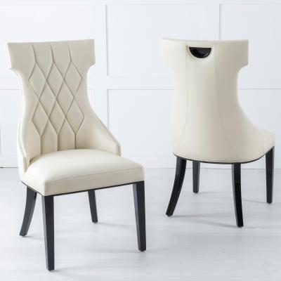 Product photograph of Mimi Cream Leather Large High Back Dining Chair With Black Legs from Choice Furniture Superstore