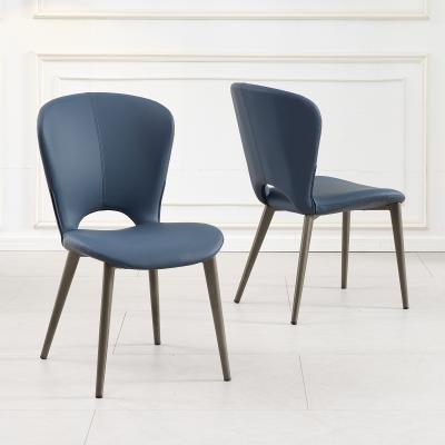 Product photograph of Clooney Blue Leather Dining Chair With Black Legs from Choice Furniture Superstore