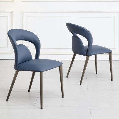 Product photograph of Dixie Blue Leather Dining Chair With Black Legs from Choice Furniture Superstore