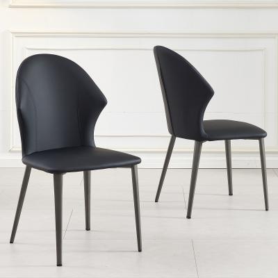 Product photograph of Elaine Black Leather Dining Chair With Black Legs from Choice Furniture Superstore