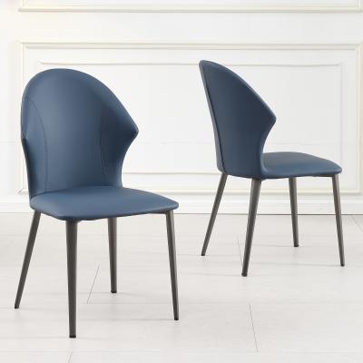 Product photograph of Elaine Blue Leather Dining Chair With Black Legs from Choice Furniture Superstore