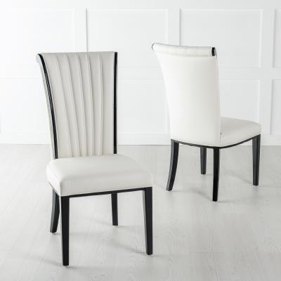 Product photograph of Cadiz White Leather Large High Back Dining Chair With Black Legs from Choice Furniture Superstore