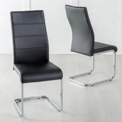 Product photograph of Malibu Black Leather Dining Chair With Stainless Steel Cantilever Base from Choice Furniture Superstore