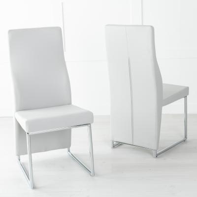 Product photograph of Perth Grey Leather Dining Chair With Stainless Steel Chrome Base from Choice Furniture Superstore