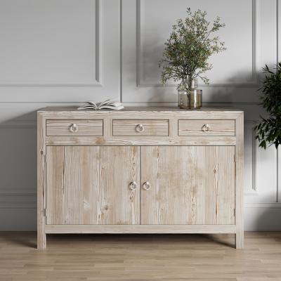 Product photograph of Reclaimed Wood Whitewash 135cm Medium Sideboard - 2 Doors from Choice Furniture Superstore