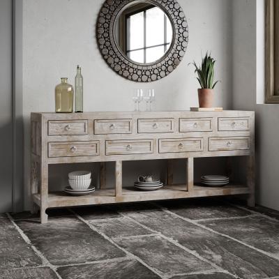 Product photograph of Reclaimed Wood Whitewash Multi Drawers Extra Large Sideboard from Choice Furniture Superstore