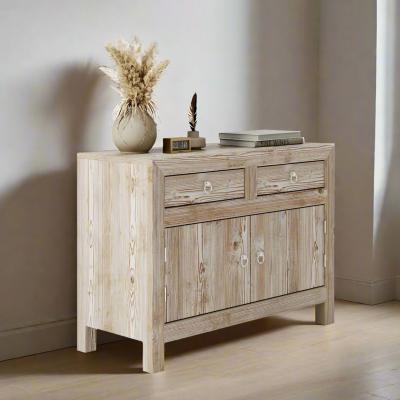 Product photograph of Reclaimed Wood Whitewash 95cm Small Sideboard - 2 Doors from Choice Furniture Superstore