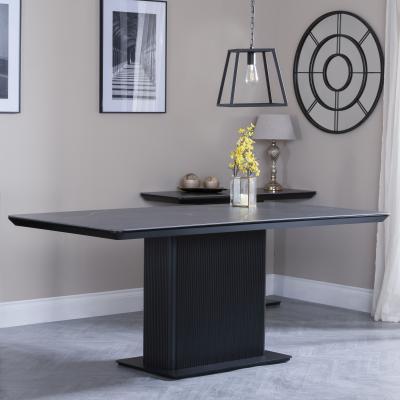 Product photograph of Morgan 6 Seater Black Ceramic Fluted Dining Table from Choice Furniture Superstore