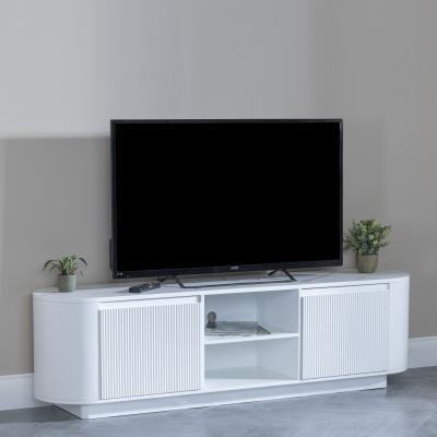 Product photograph of Luxor White Marble Effect Curved Fluted Tv Unit from Choice Furniture Superstore